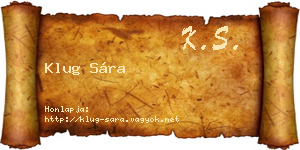 Klug Sára névjegykártya